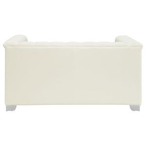 English Elm Earline Tufted Pu Leatherette Loveseat with Chrome Legs Art Deco Tuxedo Silhouette B062P441028
