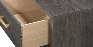 English Elm 1pc Contemporary 4-Drawer Storage Chest with Metal Handles and Luxe Metallic Accents for Bedroom Gold,Gray 61.02 L x 19.49 W x 40.59 H B2741P353125