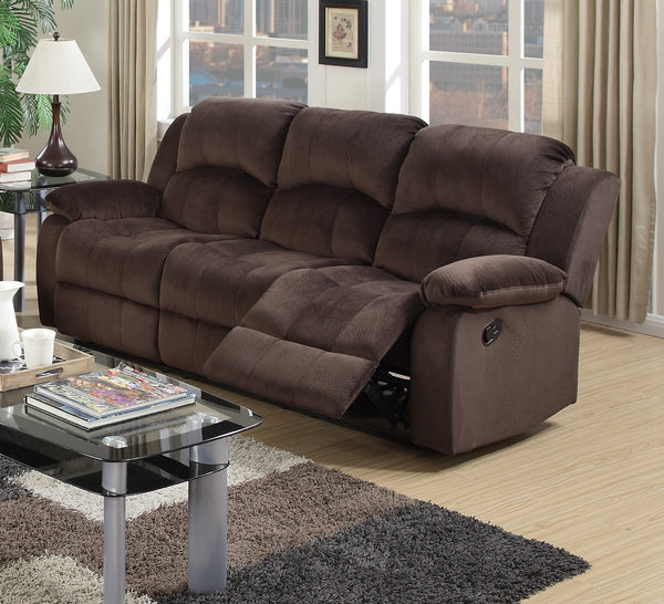 English Elm Comfortable Motion Sofa Oversized 83" Chocolate Padded Suede Reclining Couch Wide Arms Plush Comfort B011P205572