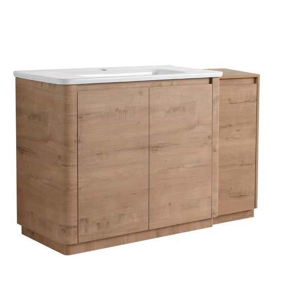 English Elm 52'' Freestanding Bathroom Vanity Oak Finish Ceramic Sink Soft Close Storage Cabinet W999S00513