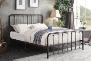 English Elm Classic Queen Platform Bed with Curved Headboard and Ball Accent Detailing, Dark Bronze Metal Frame Antique Bronze 66 L x 38.5 W x 3.75 H B011P263747