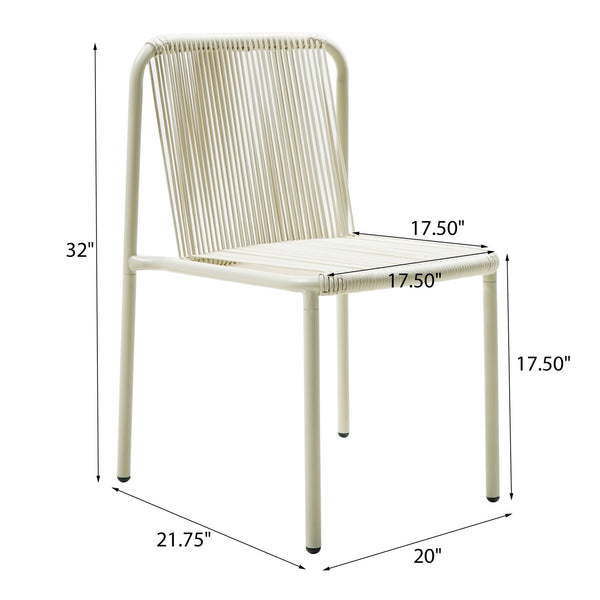 English Elm Christopher Knight Home® - Burgess Weather-Resistant Outdoor Stacking Dining Chair Set of 2 — UV-Proof PE Rattan with Iron Frame White 23.75 L x 20.9 W x 19.5 H N776P234186W