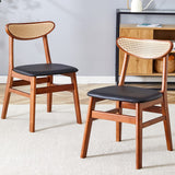 English Elm The Stylish and Durable Solid Wood Dining Chair, Small Curved Back, Pu Cushion, and Beautiful Shape Match Perfectly With Any Room and Everyday Use