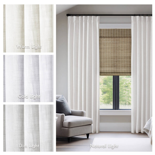 English Elm 2-piece Pinch Pleat Poly Linen Curtain Panels Tailored Formal Drape for Any Room White B035P482980