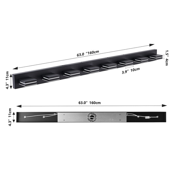 English Elm Modern Black Led Vanity Light - 8-Light Wall Sconce For Bathrooms, Energy-Efficient & Easy Install W2312P374918