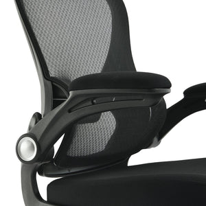 OSP Home Furnishings Black Mesh Back Manager Chair with Lumbar Support Padded Seat and Flip up Armrests EM60946HR-3