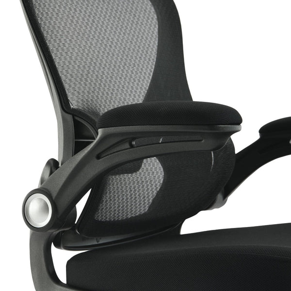 OSP Home Furnishings Black Mesh Back Manager Chair with Lumbar Support Padded Seat and Flip up Armrests EM60946HR-3