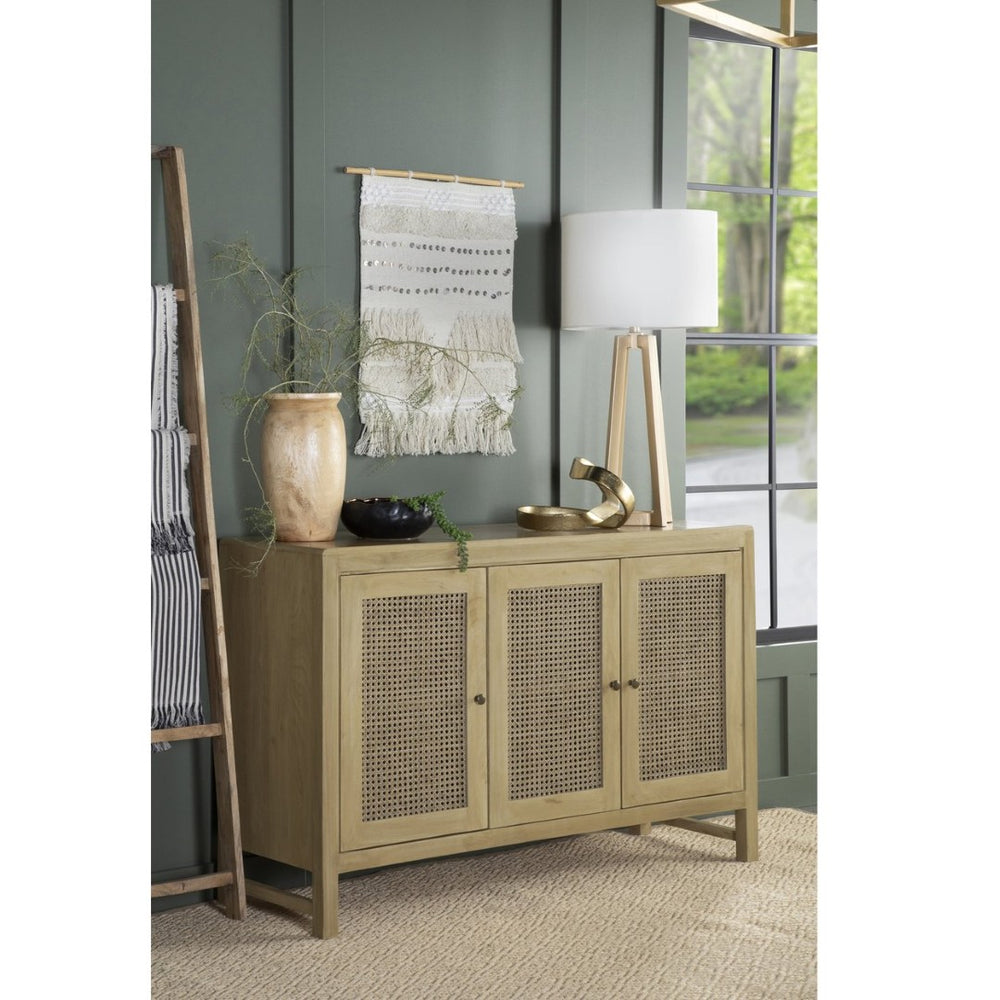English Elm Ashton Solid Mango Wood Accent Cabinet with Woven Cane Doors and Brass Hardware B062P451992