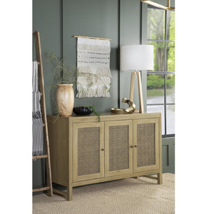 English Elm Ashton Solid Mango Wood Accent Cabinet with Woven Cane Doors and Brass Hardware B062P451992
