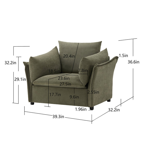 English Elm Modern Chenille Oversized Armchair - Stylish & Comfortable Accent Chair For Living Room & Bedroom W2997P236301