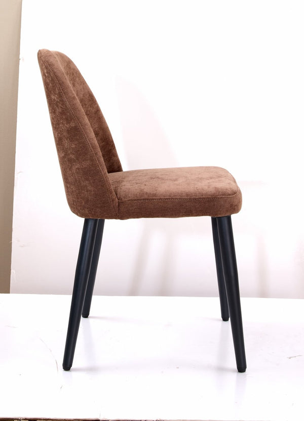 English Elm Dark Brown Suede Armless Dining Chairs with Sleek Metal Legs Foam Padded Set of 2 T3967P431251