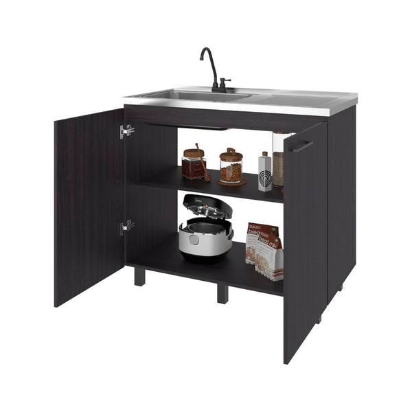 English Elm Utility Sink Base Cabinet with Two Doors Shelved Storage White Oak Laundry Room B097S00258