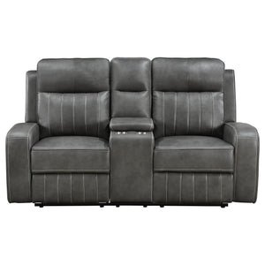 English Elm Forrest Grey Motion Reclining Loveseat With Console – Stylish Comfort, Storage & Modern Elegance B062P354054