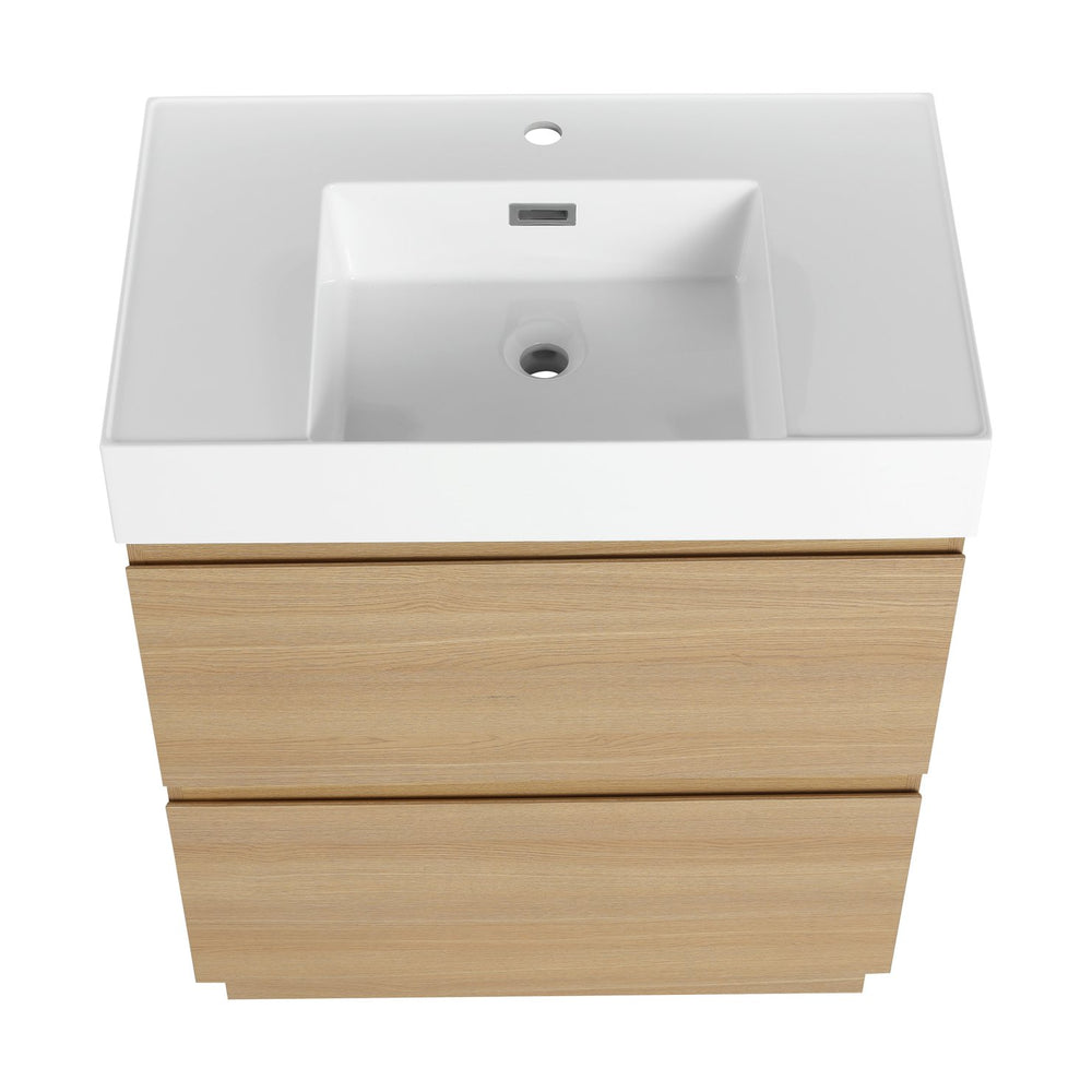 English Elm 30" Bathroom Vanities - Modern Oak Sink Cabinet With Double Drawers, Freestanding And Stylish Design W1972S00008