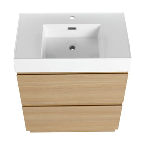 English Elm 30" Bathroom Vanities - Modern Oak Sink Cabinet With Double Drawers, Freestanding And Stylish Design W1972S00008