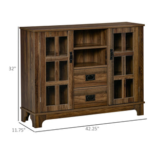 English Elm Homcom Elegant Sideboard Buffet Cabinet With Glass Doors, Adjustable Shelves & Drawers For Storage Solutions W2225P229376