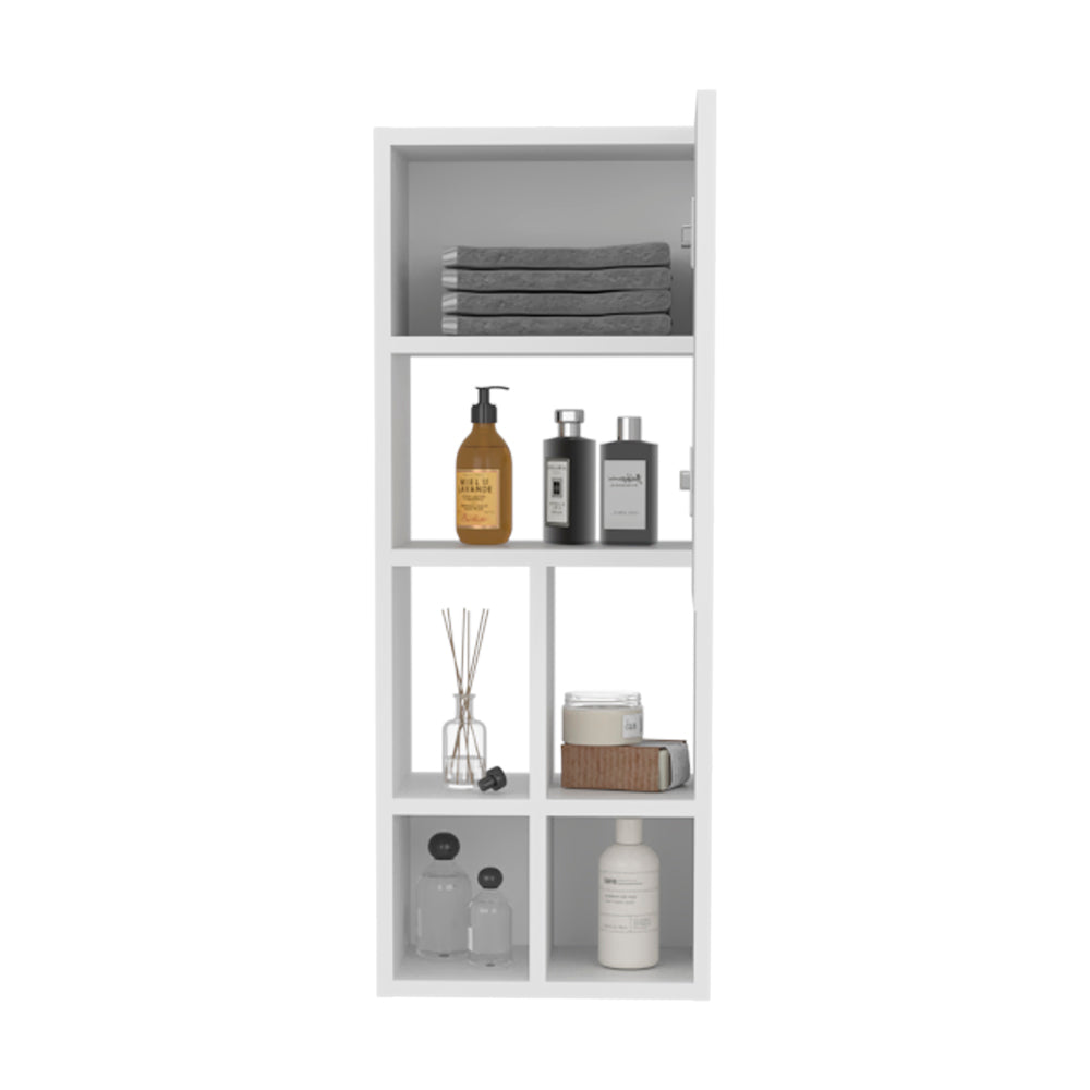 English Elm Malden Wall Cabinet White - 6-Compartment Engineered Wood, Wall-Mounted Space-Saving Modern Bathroom Storage B092P315577