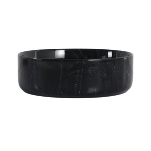 English Elm Ceramic Art Vessel Sink Above Counter – Elegant Gold Line Pattern, Durable Glaze, Easy-Clean Finish Black White W999P346778
