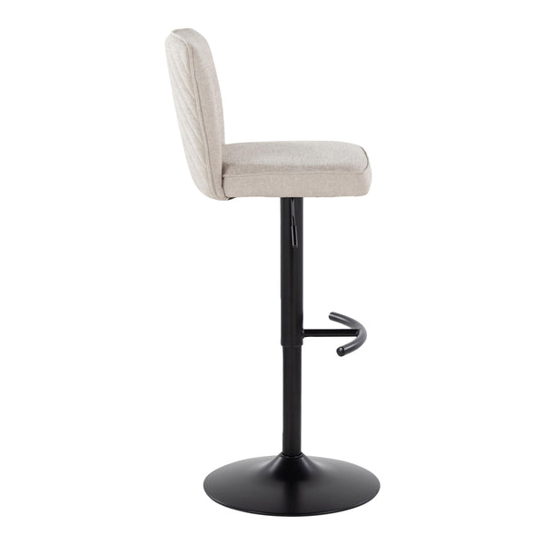English Elm Henry Adjustable Barstool Set Of 2 - Swivel With Black Metal Base & Beige Chevron-Tufted Fabric B202S00935
