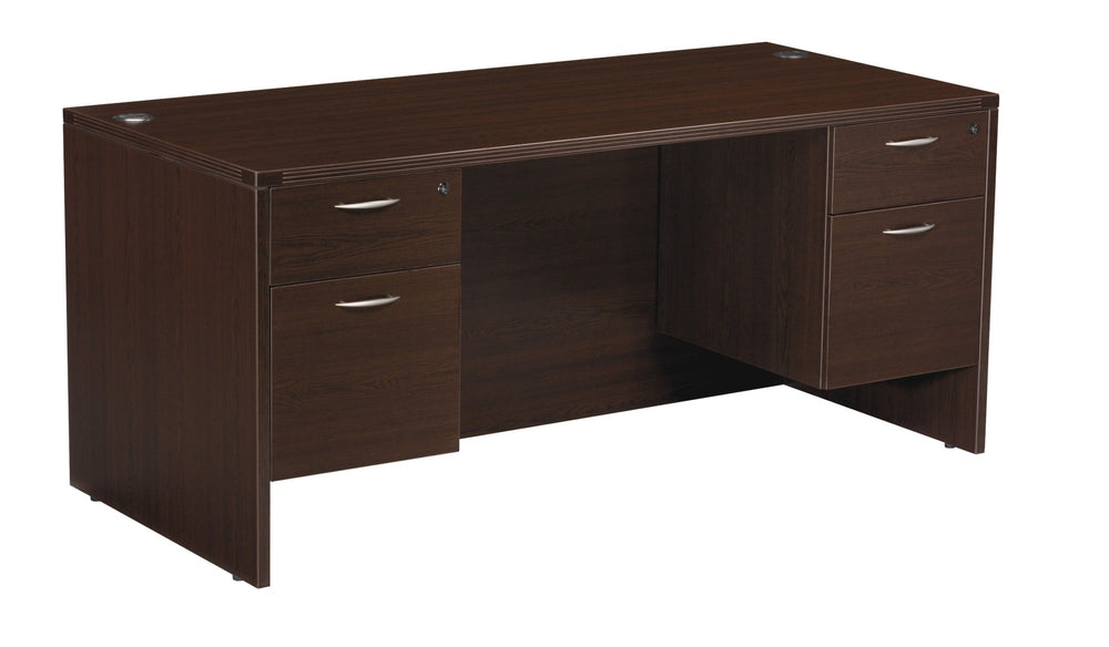 OSP Home Furnishings Napa Executive Office Desk with Dual Pedestals Engineered Wood Storage for Home Workspaces 60"X30" Espresso NAPESP-TYP4