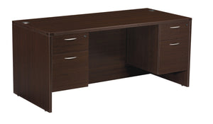 OSP Home Furnishings Napa Executive Office Desk with Dual Pedestals Engineered Wood Storage for Home Workspaces 60"X30" Espresso NAPESP-TYP4