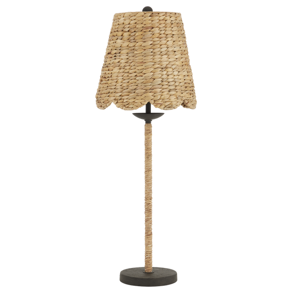 Annabelle Table Lamp - Artisan-Made Woven Water Hyacinth Shade in Mole Black Finish, 33.5" Height