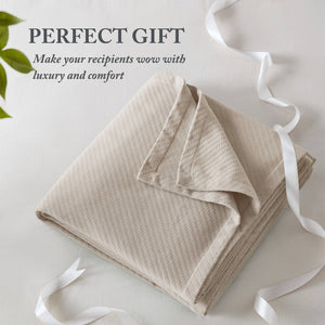 English Elm 1-piece King Cotton Woven Blanket Oeko-tex Certified Lightweight Layering Bedding Beige B035P408741