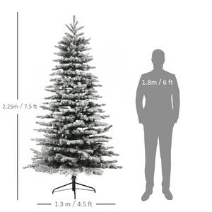 English Elm Homcom 7.5 Ft Pre-Lit Mountain Pine Tree With Snow Flocked Branches, 500 Leds & Easy Assembly For Holidays W2225P249685