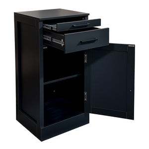 English Elm Black Walnut Modular Buffet Cabinet with Wine Storage Open Shelf and Drawer W331P410369