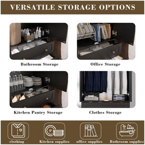 English Elm Shaker Two Door Wardrobe Armoire with Hanging Rod Drawers and Bedroom Storage T3210P477663