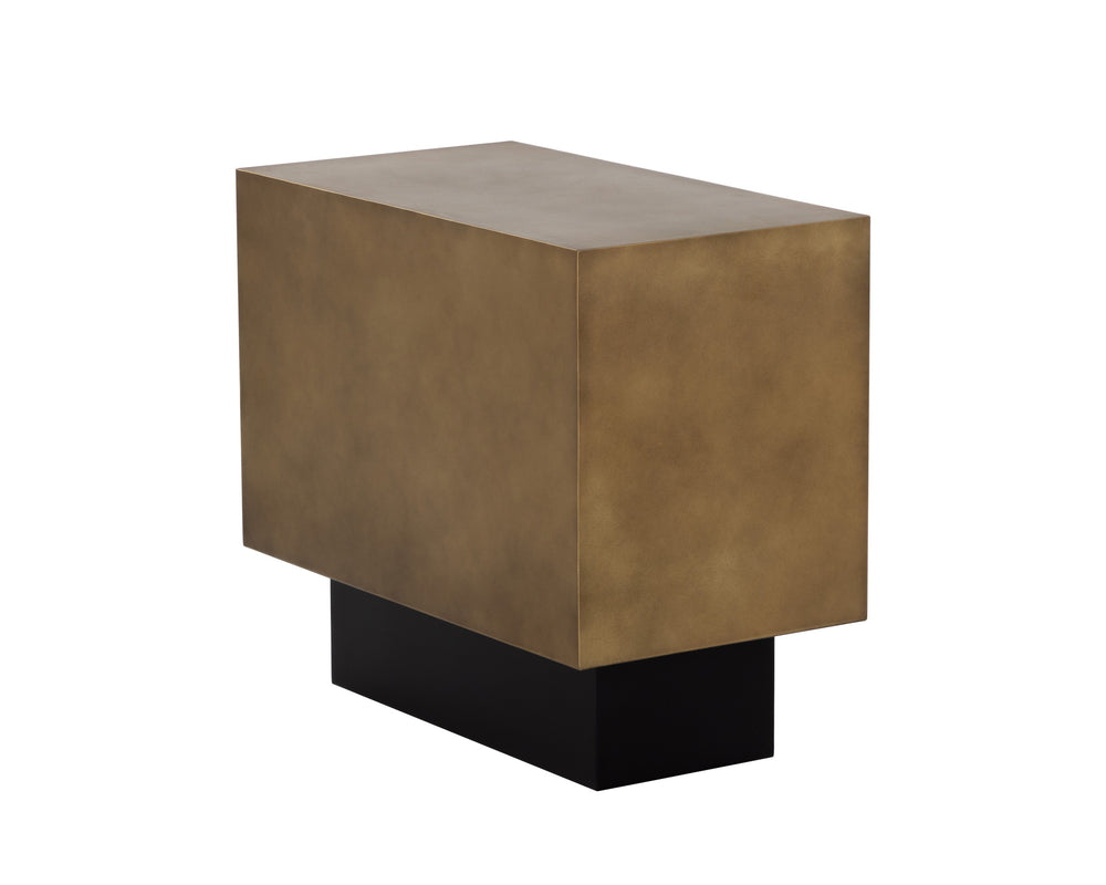 Sunpan Blakely Side Table - Contemporary Rectangular End Table with Bold Design and Artisan Craftsmanship Antique Brass
