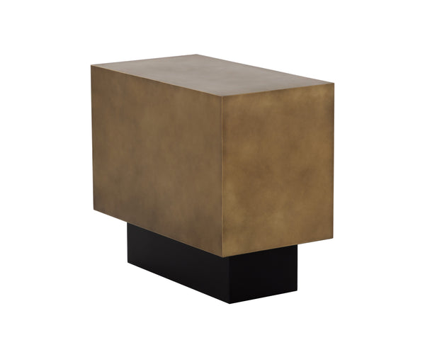 Sunpan Blakely Side Table - Contemporary Rectangular End Table with Bold Design and Artisan Craftsmanship Antique Brass