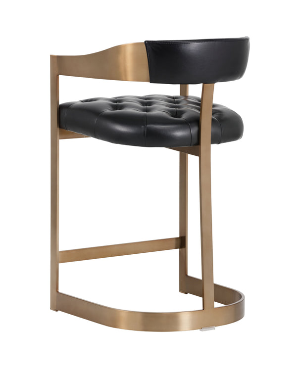 Sunpan Beaumont Ultra Contemporary Bar Stool with T-Shaped Back and Durable Design for Any Space Antique Brass / Cantina Black
