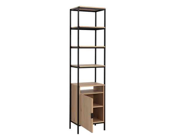 Sunpan Ambrose Modular Bookcase - Modern Oak Design with Elegant Iron Frame, Perfect for Any Space Small - 20.5W x 16.5D x 82.75H