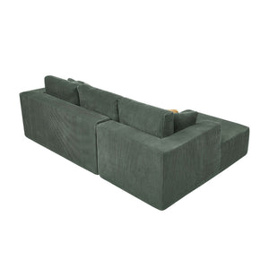 English Elm Full Corduroy Sectional Sofa with Foam Cushions No Assembly Cozy Living Room Seating B2748S00049