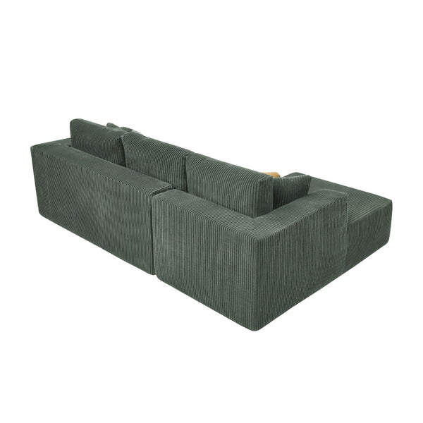 English Elm Full Corduroy Sectional Sofa with Foam Cushions No Assembly Cozy Living Room Seating B2748S00049