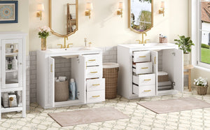 English Elm 72'' Modern Bathroom Vanity Set With Ceramic Sink, Solid Wood Frame, Soft-Close Drawers & Doors N710SS00013K