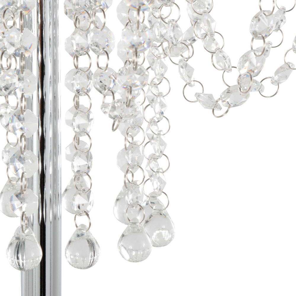 English Elm Droplets 60" Contemporary Polished Chrome Floor Lamp with K9 Crystal Beads, Drum Shade, Glam Accent B202P223981