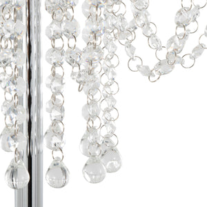 English Elm Droplets 60" Contemporary Polished Chrome Floor Lamp with K9 Crystal Beads, Drum Shade, Glam Accent B202P223981