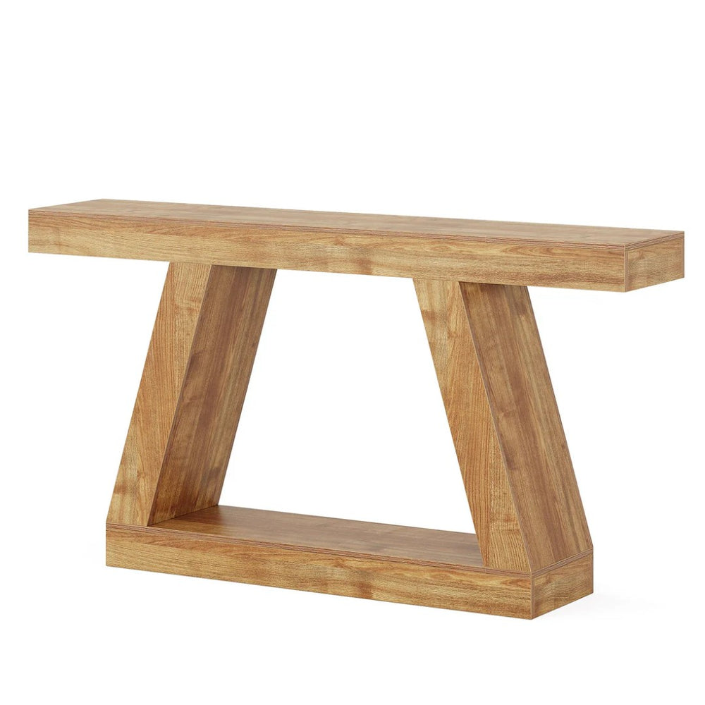 English Elm Modern Farmhouse Console Table Slim Wood Grain Entryway Sofa Accent Piece Natural T3971P458747