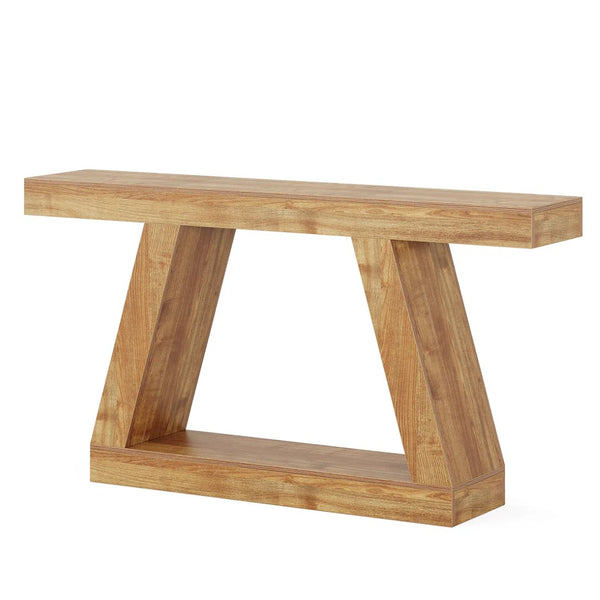 English Elm Modern Farmhouse Console Table Slim Wood Grain Entryway Sofa Accent Piece Natural T3971P458747
