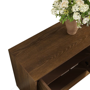 English Elm 60'' Premium Rustic American Farmhouse Credenza with Sunburst Doors, Heavy-Duty 200lb Top, Adjustable Shelves W1445P365598