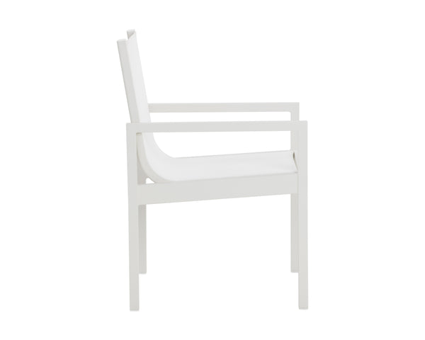 Sunpan Merano Dining Armchair Set of 2 - Modern Design with Durable Aluminum Frame for Stylish Comfort White