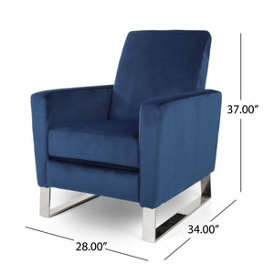 English Elm Christopher Knight Home® - Arvin Plush Push-Back Recliner with Stainless Steel Legs — Modern Fabric Comfort for Living Rooms Blue 65272.00NVLTCBLT