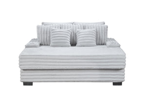 English Elm Melodia Oversized Corduroy Chaise Lounge with Usb Charging and Cupholders for Media Rooms Light Gray B2749S00272