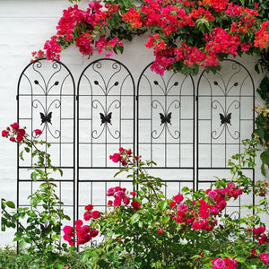 English Elm 4 Pack Powder Coated Steel Garden Trellises Rustproof Climbing Plant Support Panels W1586P266744