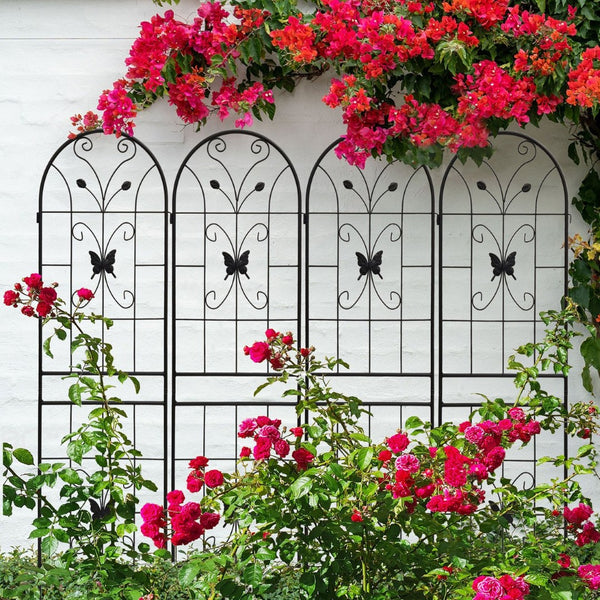 English Elm 4 Pack Powder Coated Steel Garden Trellises Rustproof Climbing Plant Support Panels W1586P266744
