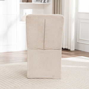 English Elm Linen Modern Dining Chairs Set of 2 — Padded Armless Fabric Side Chairs with Iron Legs, 250lb Capacity Beige W1170P365351