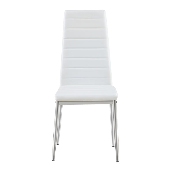 English Elm Modern Dining Chair Set for 4 — White PU Leather Seats, Silver Chrome Legs, Comfortable 280lb Capacity W241P294834