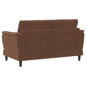 English Elm Dania Rust Woven Fabric Sofa and Loveseat Set with Tufted Crescent Arms B062S01663